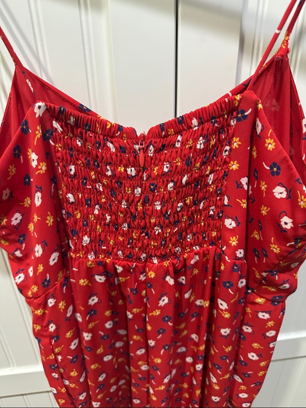 Madewell Red Floral Spaghetti Strap Jumpsuit - Picture 4 of 4